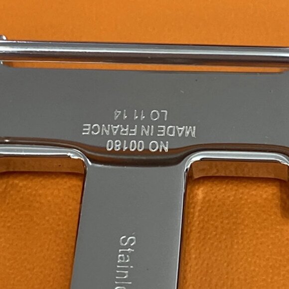 HERMES H Logo Constance Reversible Buckle Belt Leather #80 SHW Blue YW 82YH574 - Picture 16 of 16